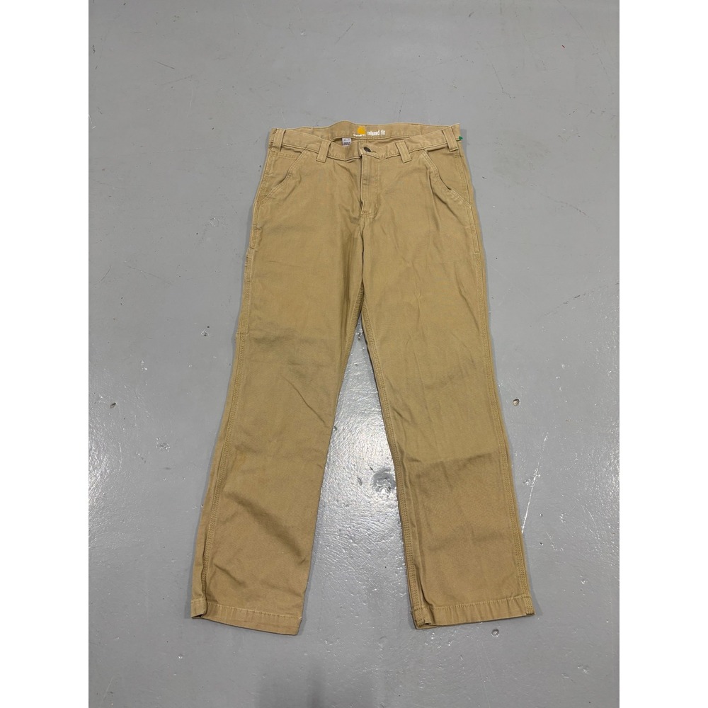 Carhartt Mens Relaxed Fit Canvas Work Pants Tan Duck Carpenter 34x30